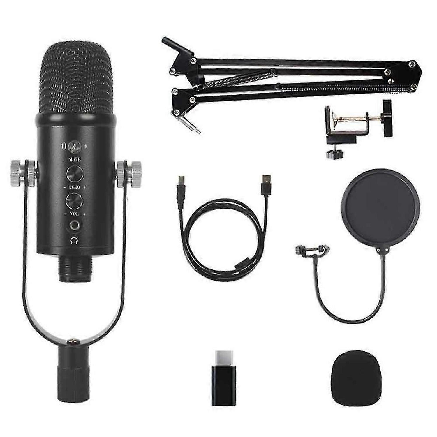 USB Microphone Professional Plug Play Studio Microphone with Stand B
