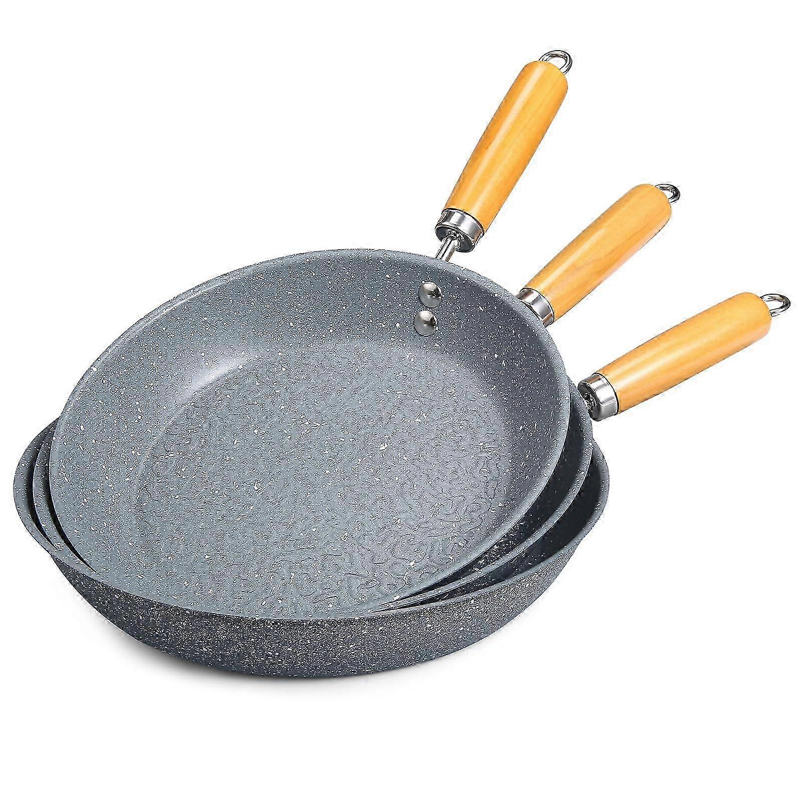 3 Pieces Frying Pan Set Nonstick Stone Coating for Cooking Eggs Induction Cooking 8' 10' 12' 2025