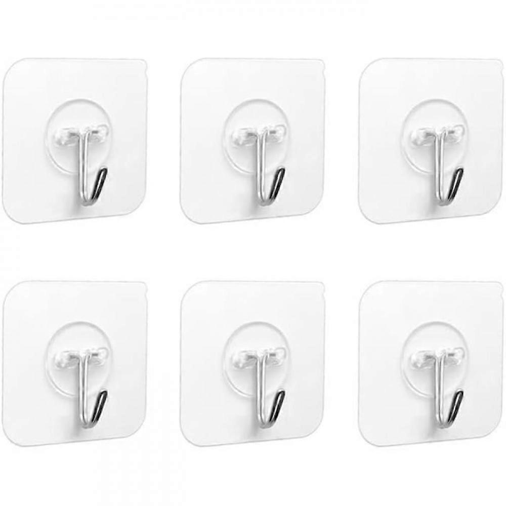 Set of 6 self-adhesive wall hooks, maximum 5 kg, for bathrobes and towels, strong adhesive, no drilling required