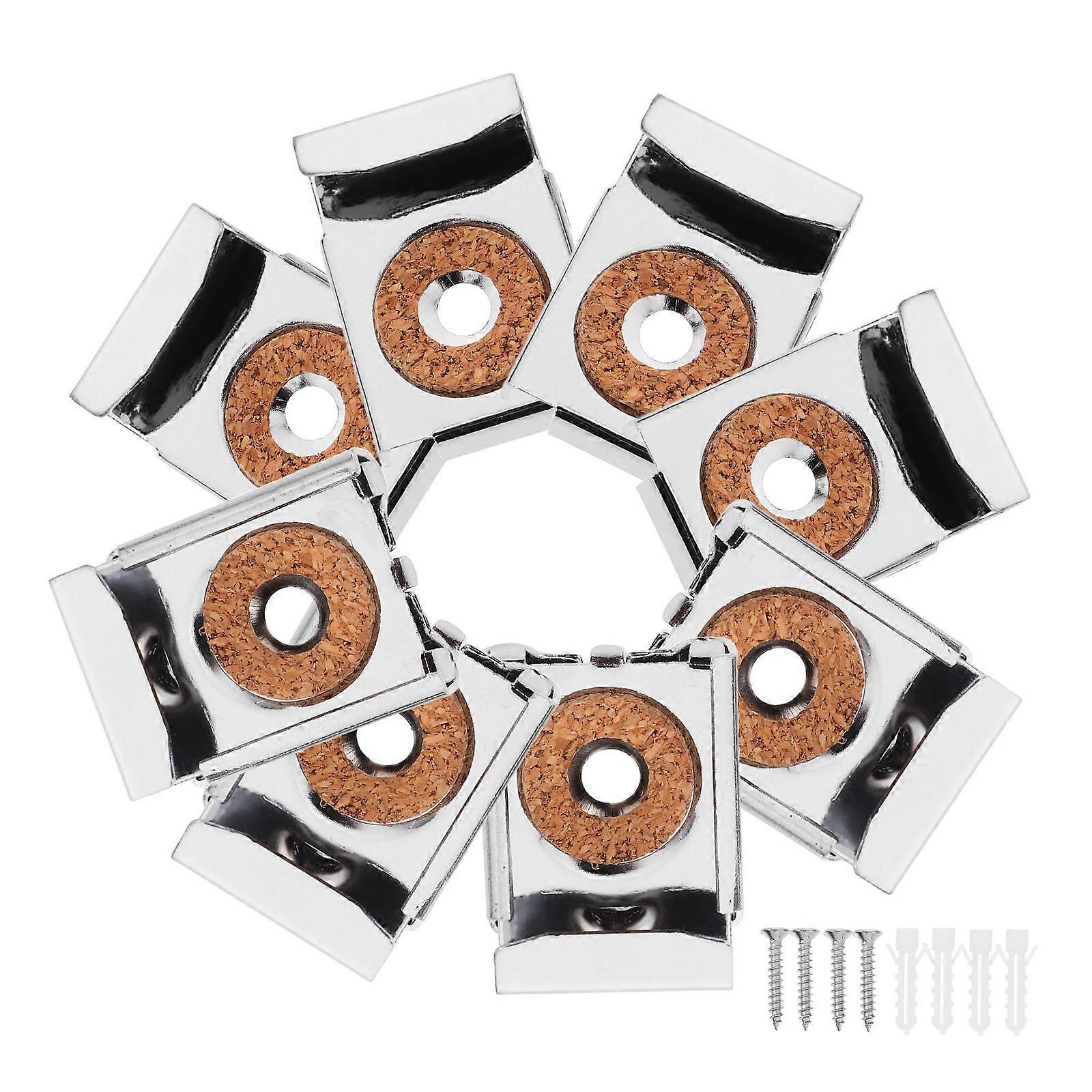 Iron Mirror Clip Wall Mount Holder for Frameless Mirror 8Pcs Silver Set