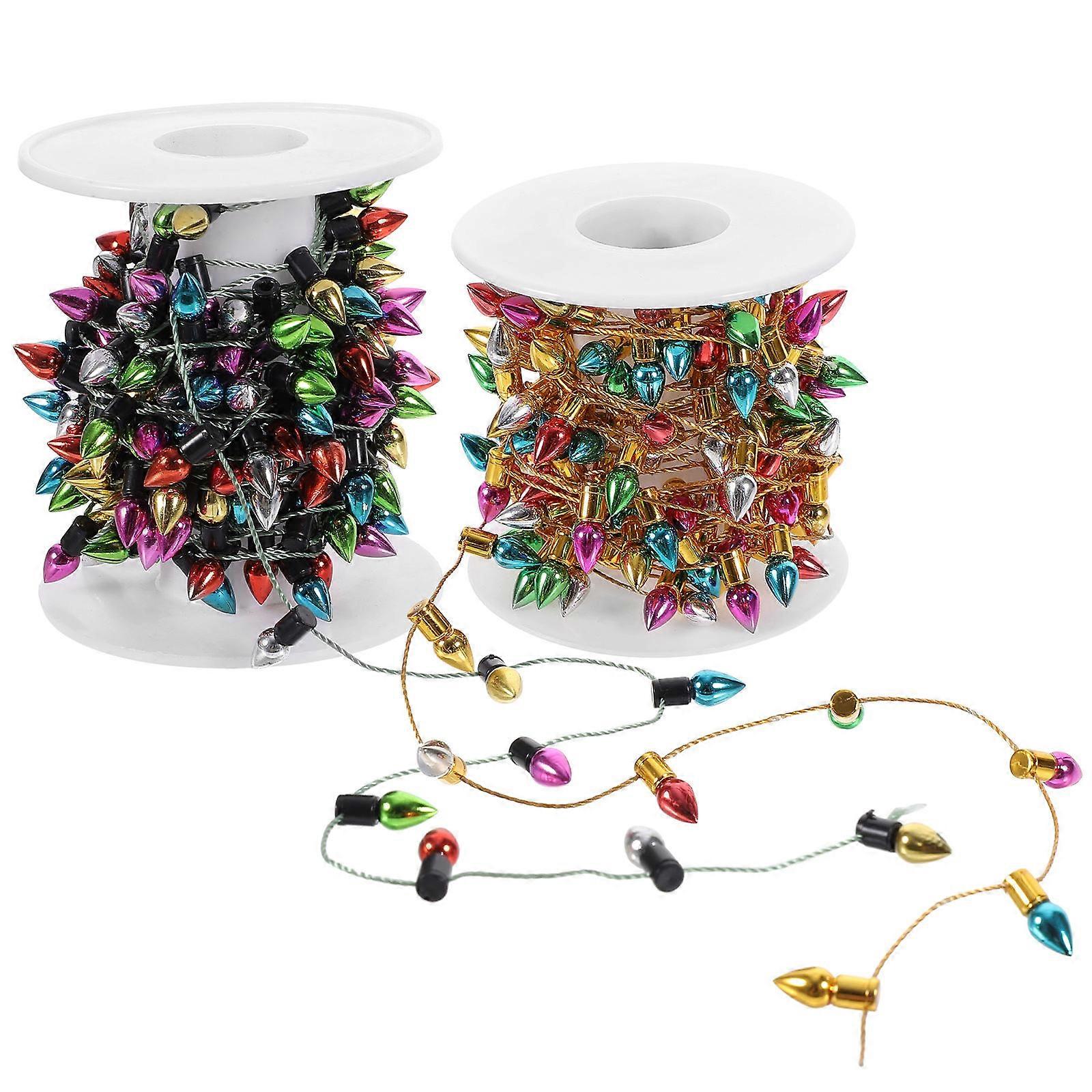 Fake Light String Christmas Decoration Tree Decorations Assorted Color Plastic Sturdy Adjustable Length 2rolls