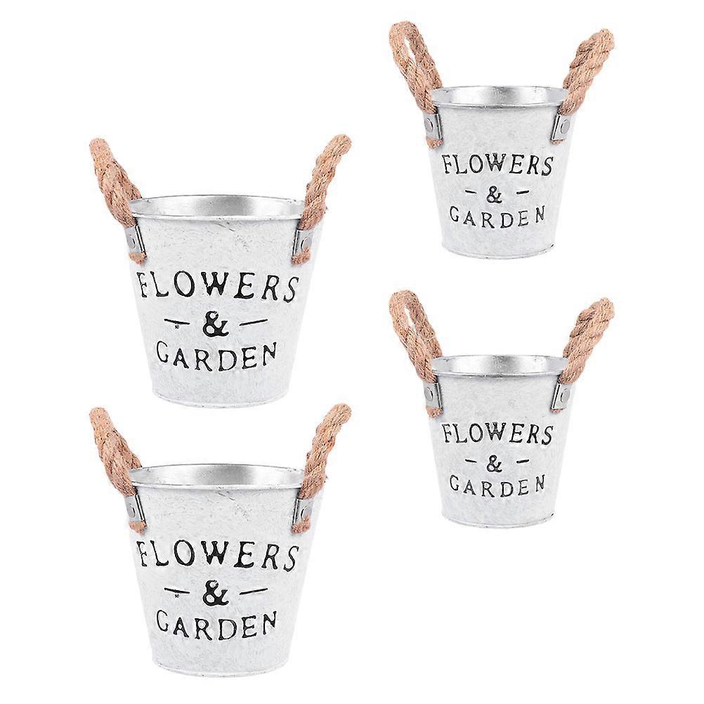 Flower Container 4Pcs Assorted Color Iron Flowerpot with Versatile Sizes for Home Use