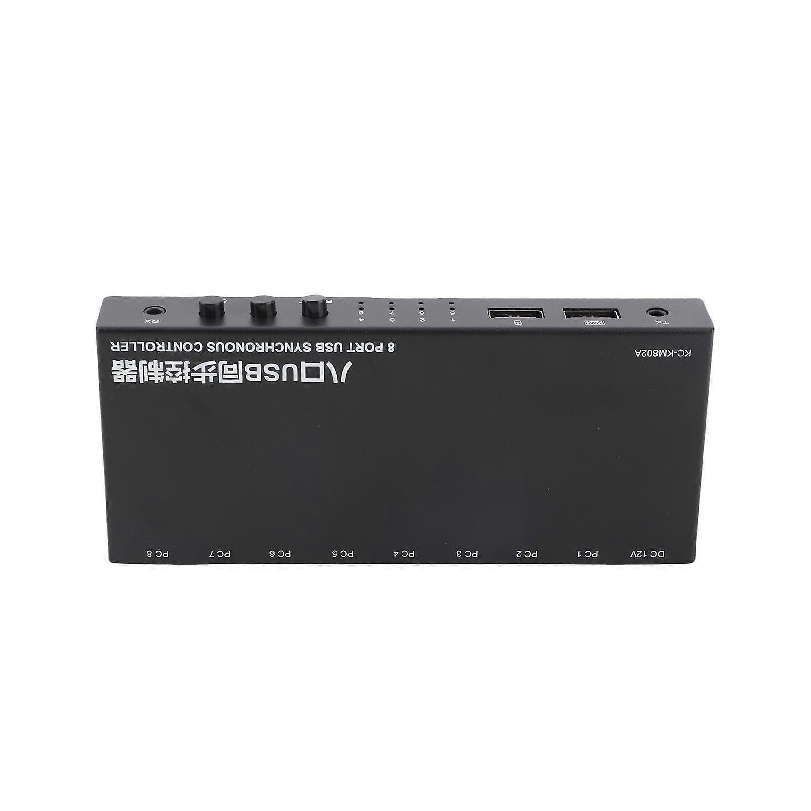 8 Ports USB Synchronizer KVM Switcher for Keyboard Mouse Sync, Metal Shell Plug and Play USB Controller Black