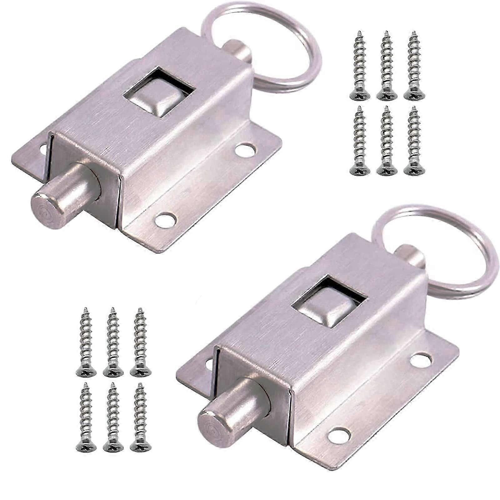 2 pcs Spring Bolts, Automatic Sliding Latch, Stainless Steel Sliding Spring Bolt, With Screws-2025