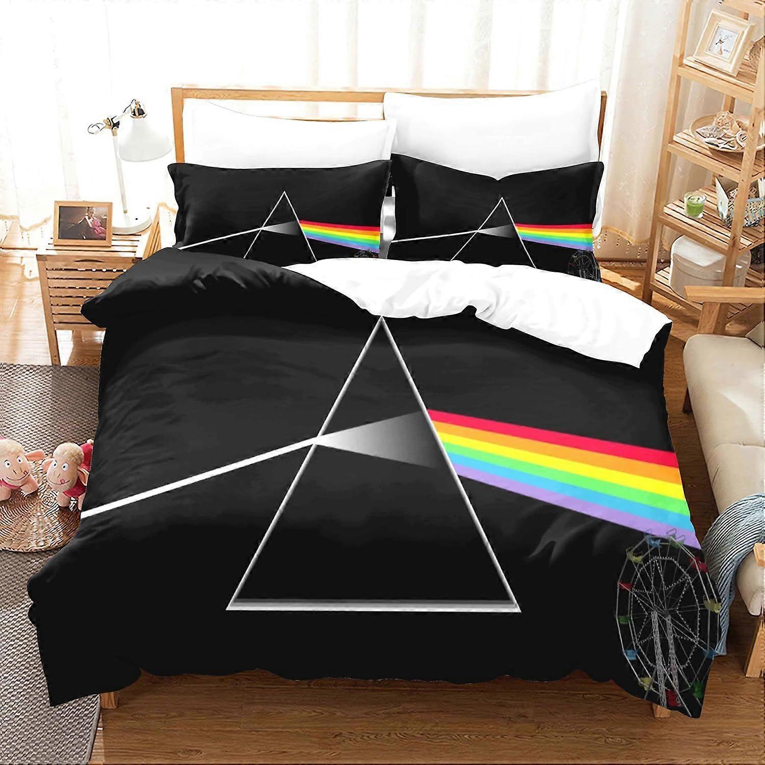 British Rock Bands Floyd Algorithm Duvet Cover Set Soft Lightweight Microfiber 2 Piece Bedding Set with 1 Pillowcase Kids Quilt Cover 140x200cm