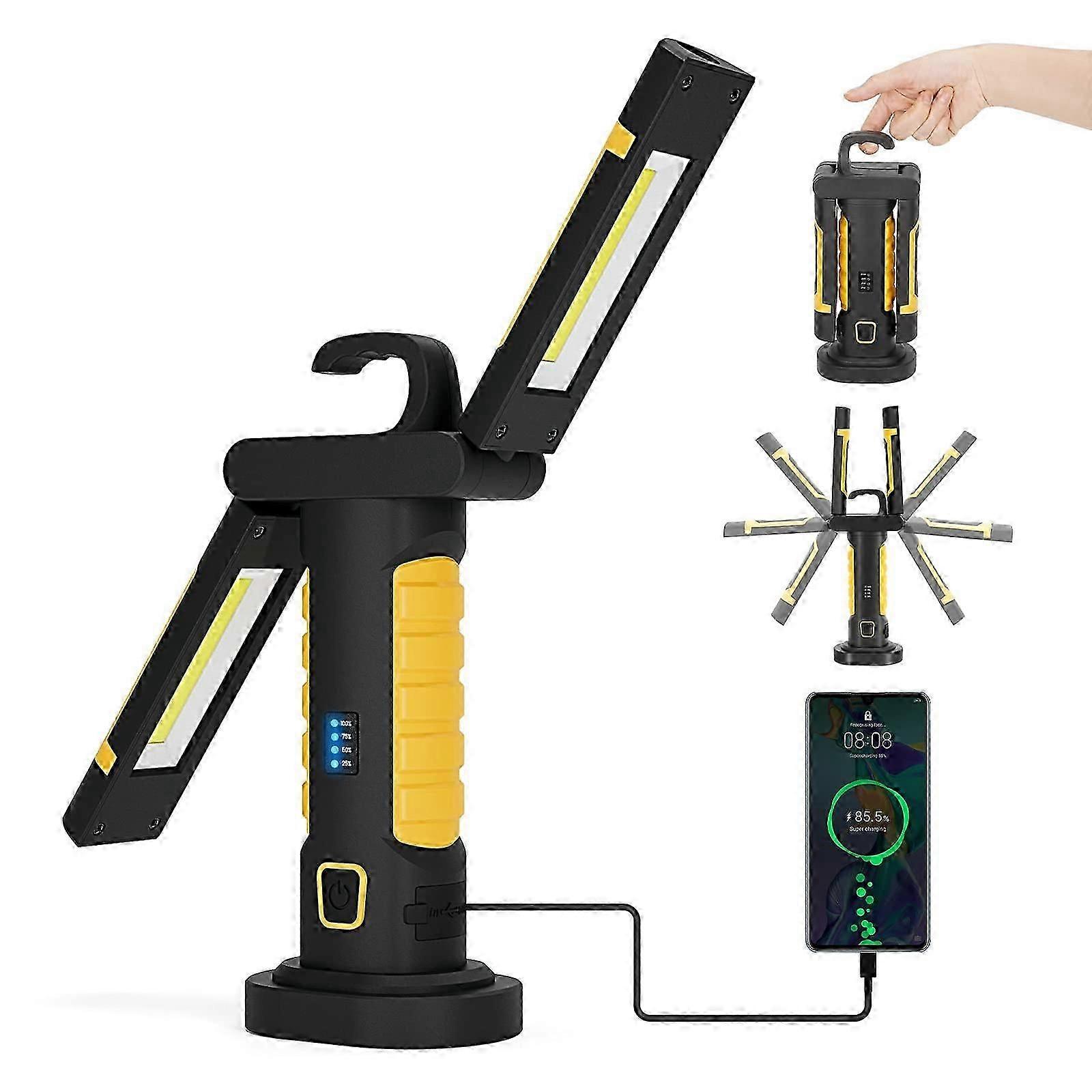 Construction Work Light Rechargeable LED Work Light LED Mechanic Work Light Cordless Magnetic Work Light with USB Hanging Switch for Auto Mechanics Ve