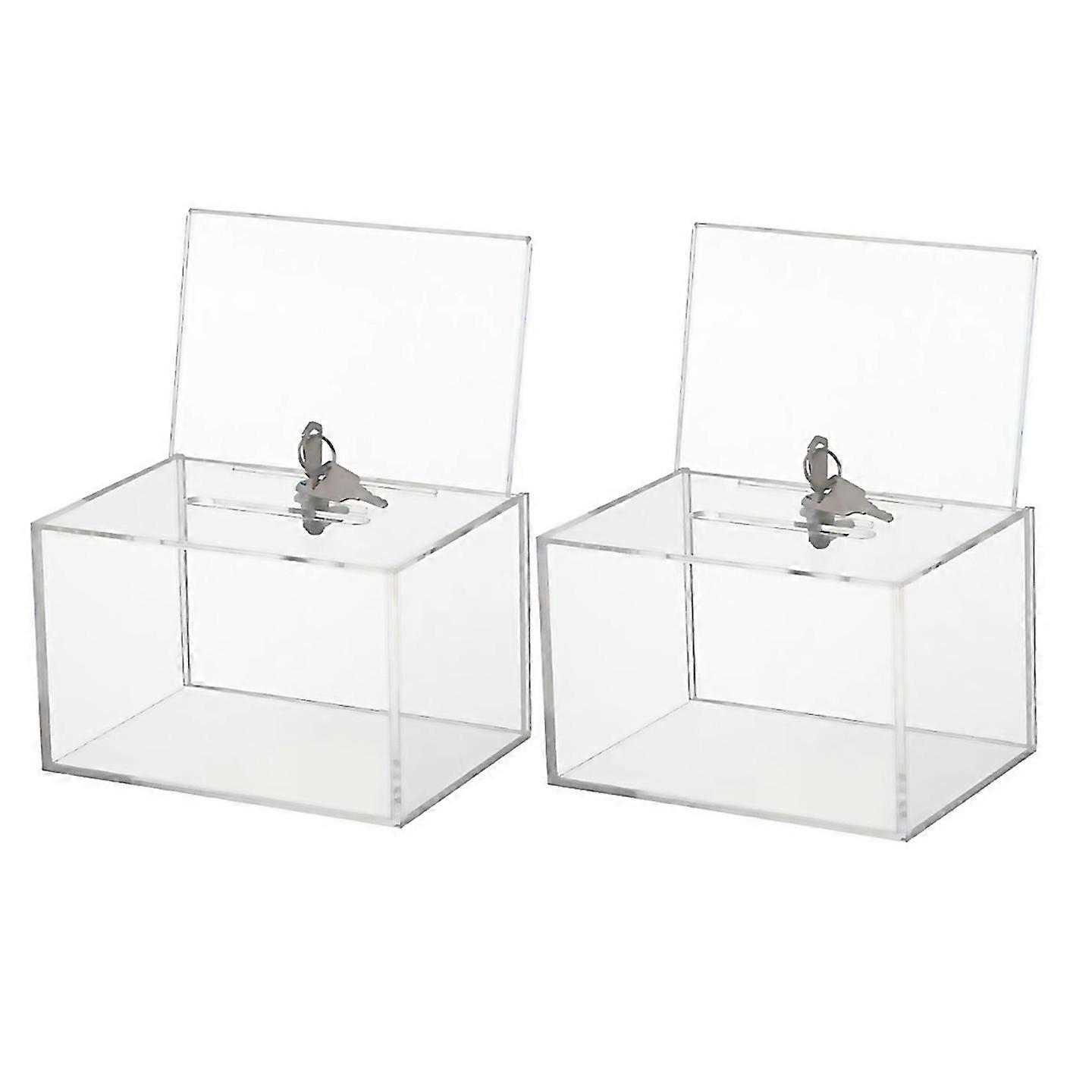 For Transparent Donation Box With Lock Money Collection Box Ballot Box