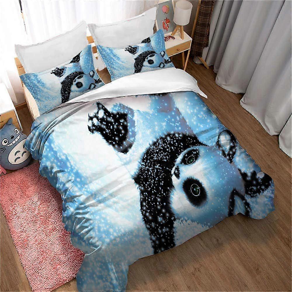 w281 Duvet Cover Set Chic Panda Forest Bedding Set Digital Print Realistic Comforter Cover Shams Zipper Ultra Soft Microfiber Bedspread pattern 02) m2