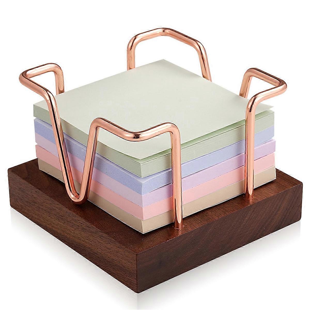 Wood Sticky Note Holder, 3 X 3 Inch Self-Stick Note Memo Pad Holder for Desk, Notepad Dispenser for