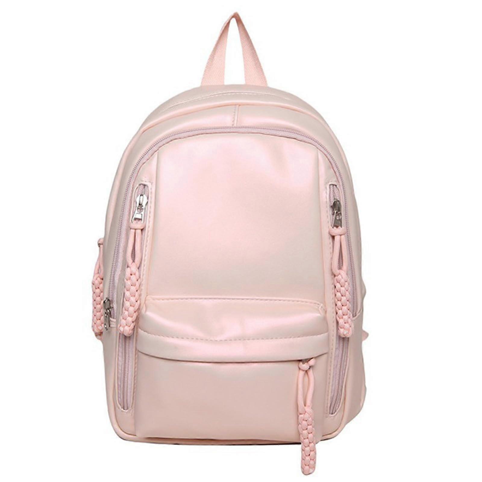 Soft PU Leather Backpack for College - Spacious Solid Color Laptop Daypack for Students and Commuters