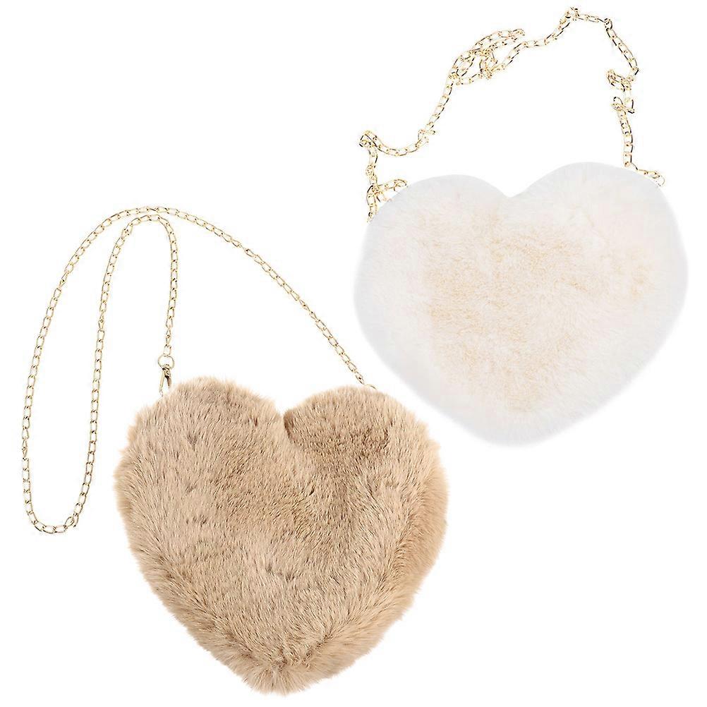 Heart Bag Plush Crossbody Bag for Party Use 2Pcs Fashion Single-Shoulder