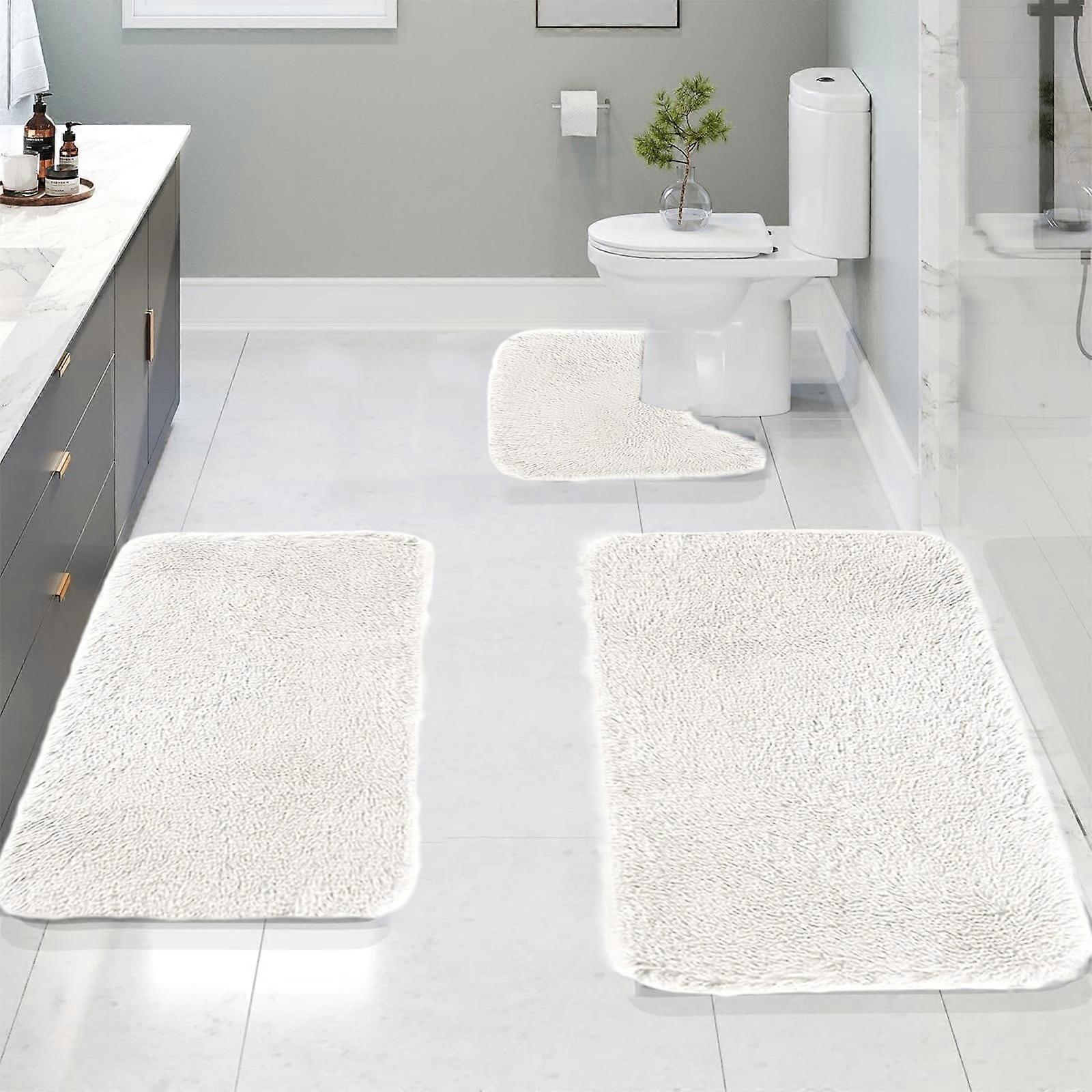 Topliu 3-Piece Solid Color Bath Mats Set, Soft Non-Slip Rugs, Water Absorption, Washable & Easy Drying (Dark Color)