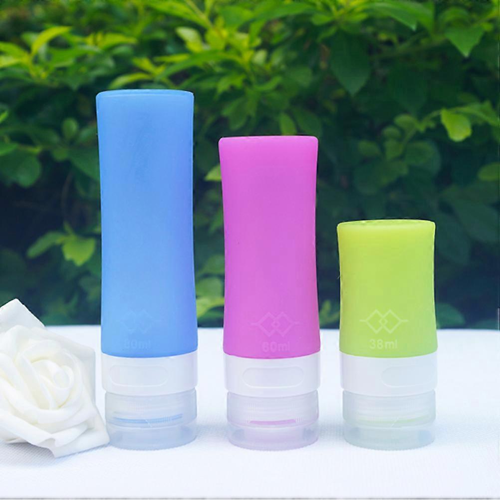 Toiletries Liquid Containers Silicone Bottles for Liquid Storage 3Pcs Portable Bottles Blue