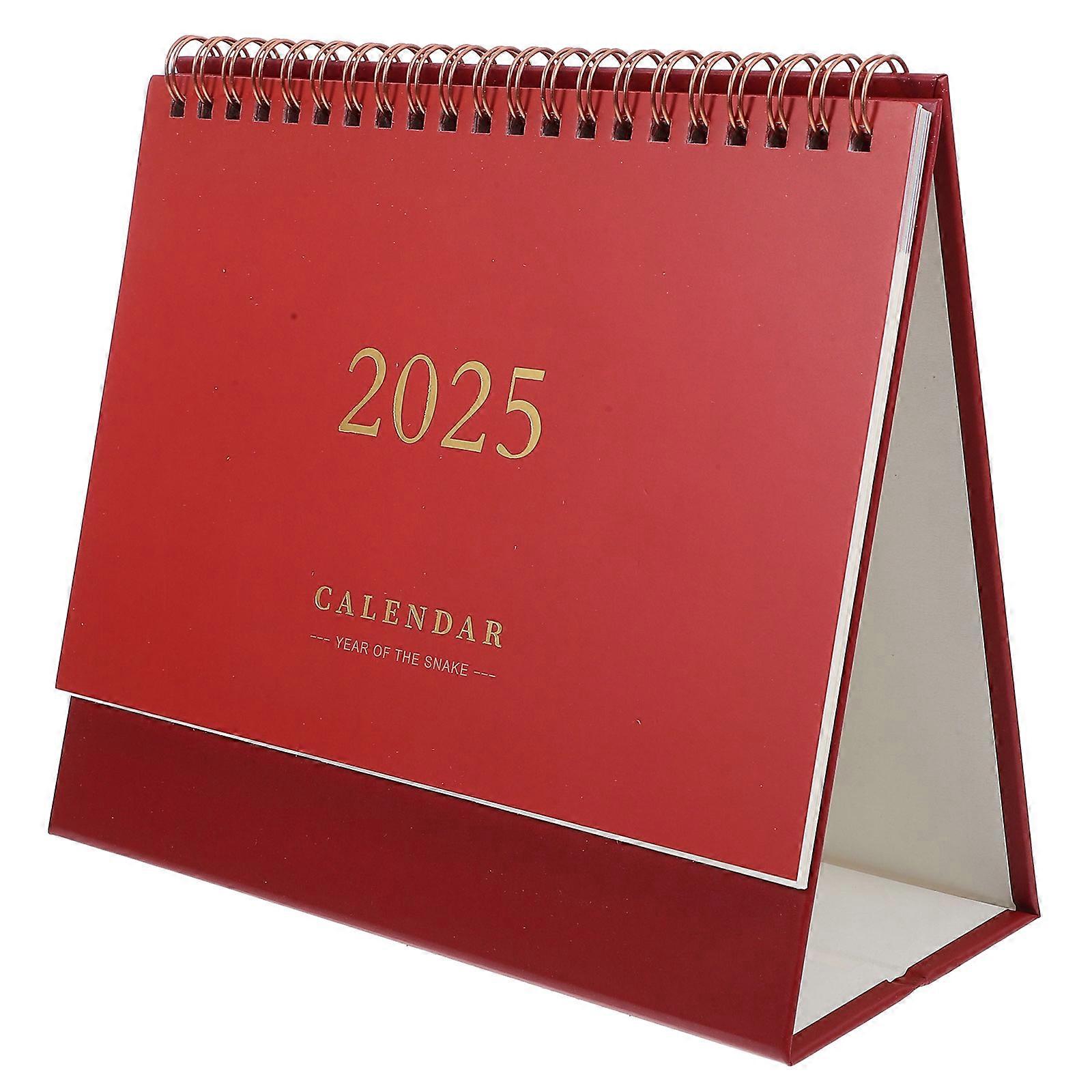 Dark Red Table Calendar for Daily Use Desk Calendar 4Pcs Spiral
