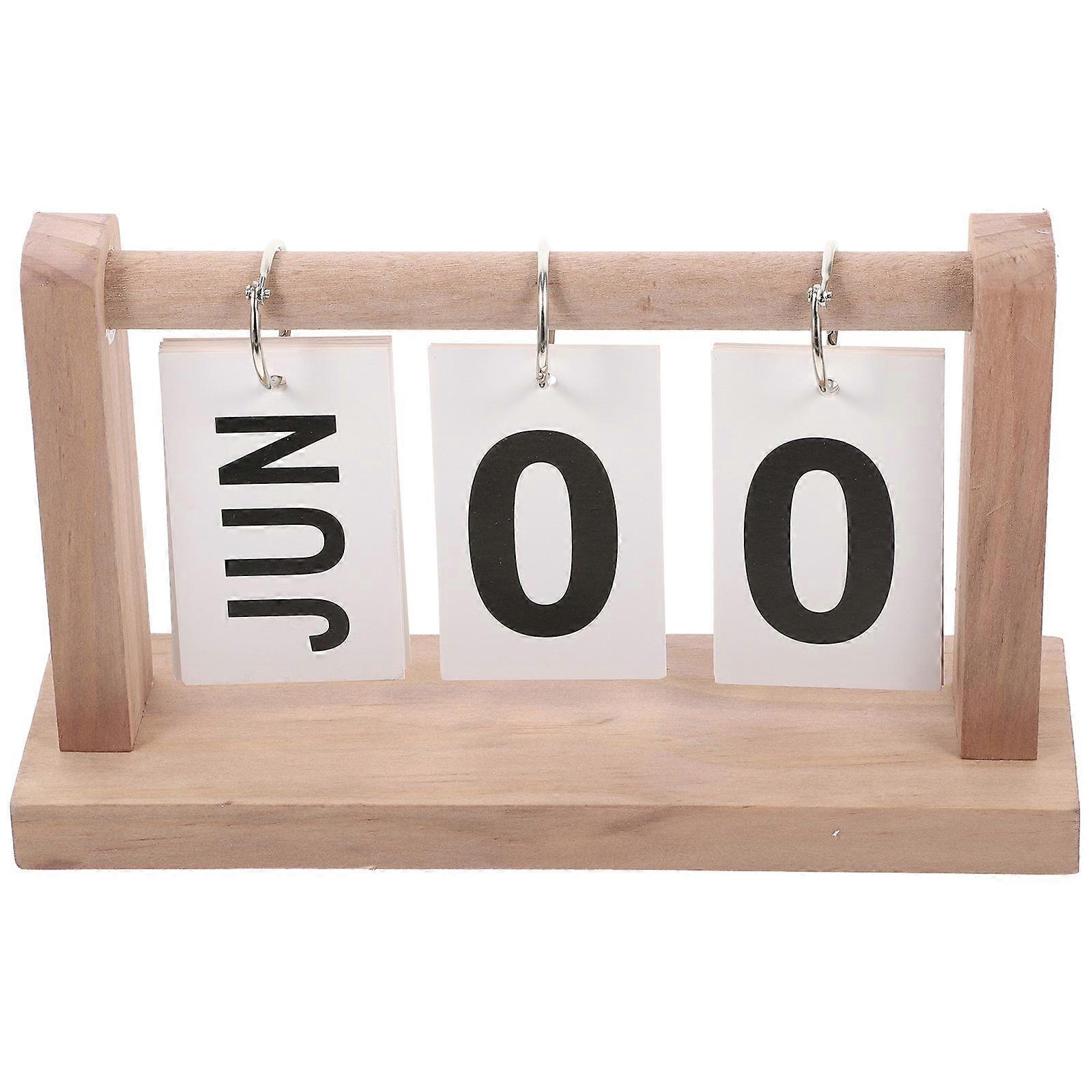 Chic Design Desk Calendar 2Pcs Rustic Wooden Flip Calendar Ideal For Office Home School 20X12CM Featuring Date Display