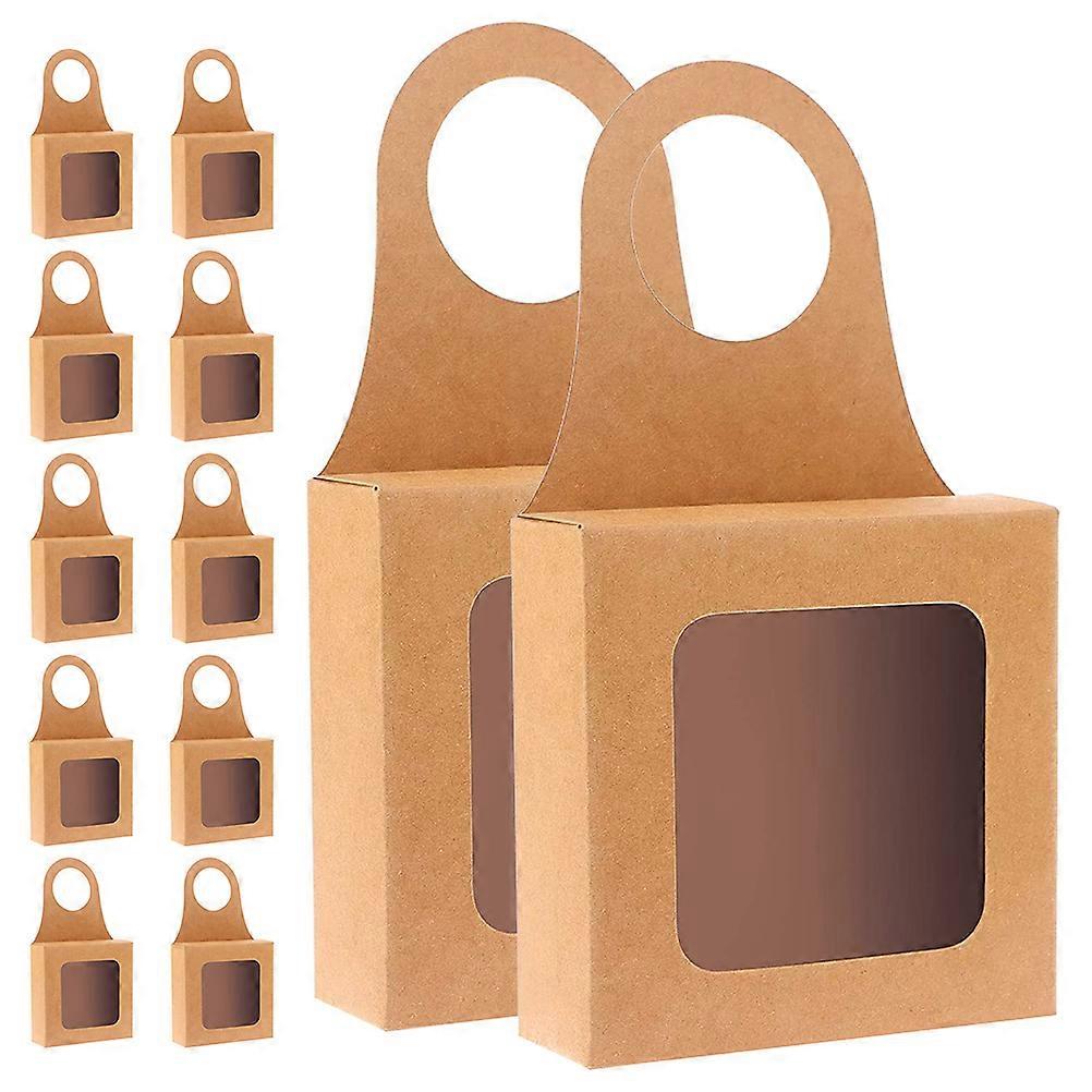Rectangular Box Gift Packaging With Window For Parties New Year'S Celebrations Orange Paper 24 Pcs