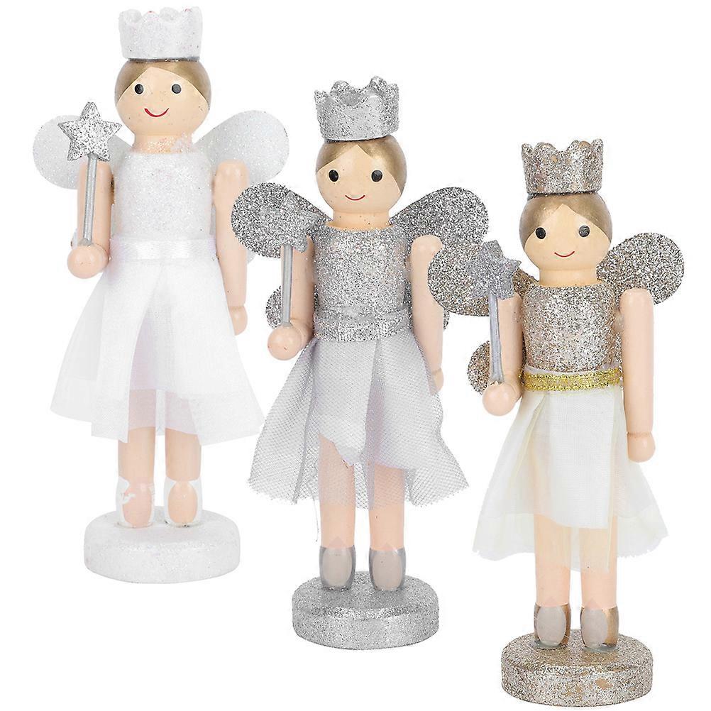 Xmas Nutcrackers Wood Angel Puppet Decor 12Pcs Set for Tabletop