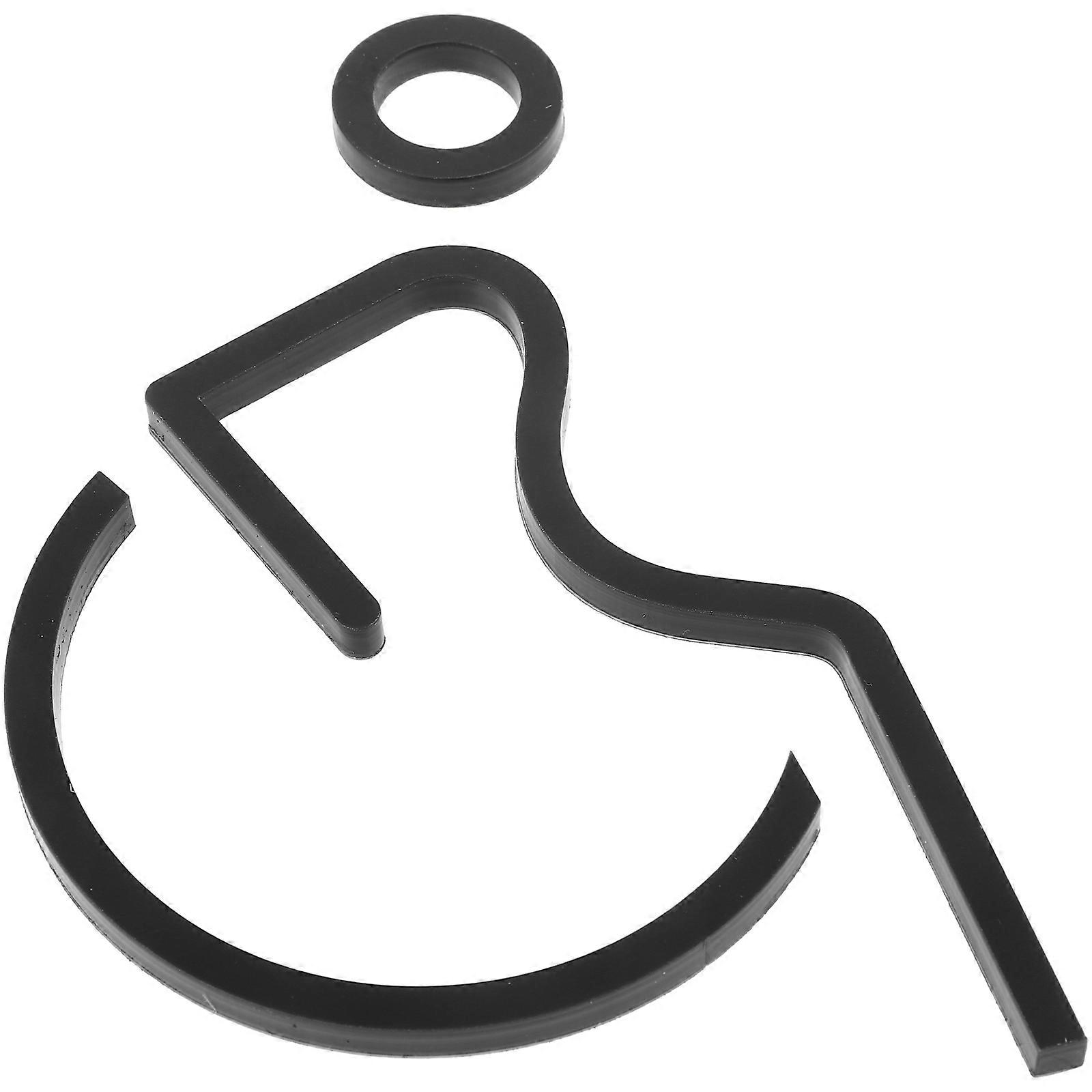 Black Disabled Wheelchair Decal 5Pcs for Restrooms Rectangular Accessibility Indication Durable Sticker
