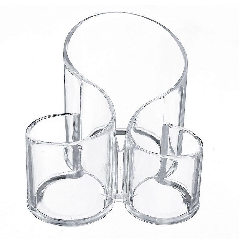 Makeup Brush Storage Box Durable Holder for 2Pcs Transparent Countertop