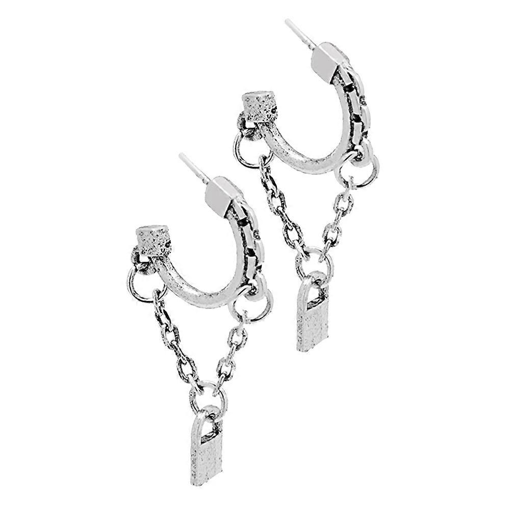 1Pair Girl Ear Studs Chain Lock Creative Ear Pendant Accessories