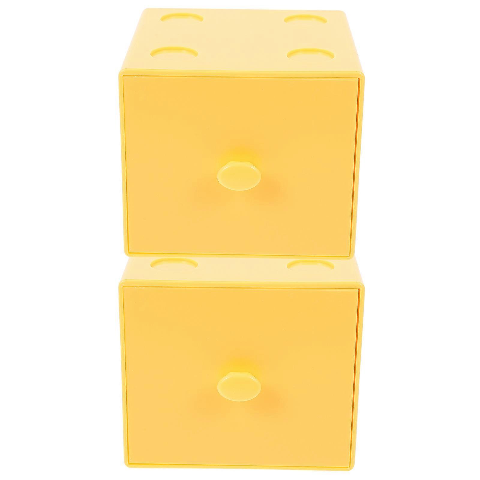 Yellow Stackable Organizer Drawers Desk Organizer for Jewelry Storage 4Pcs