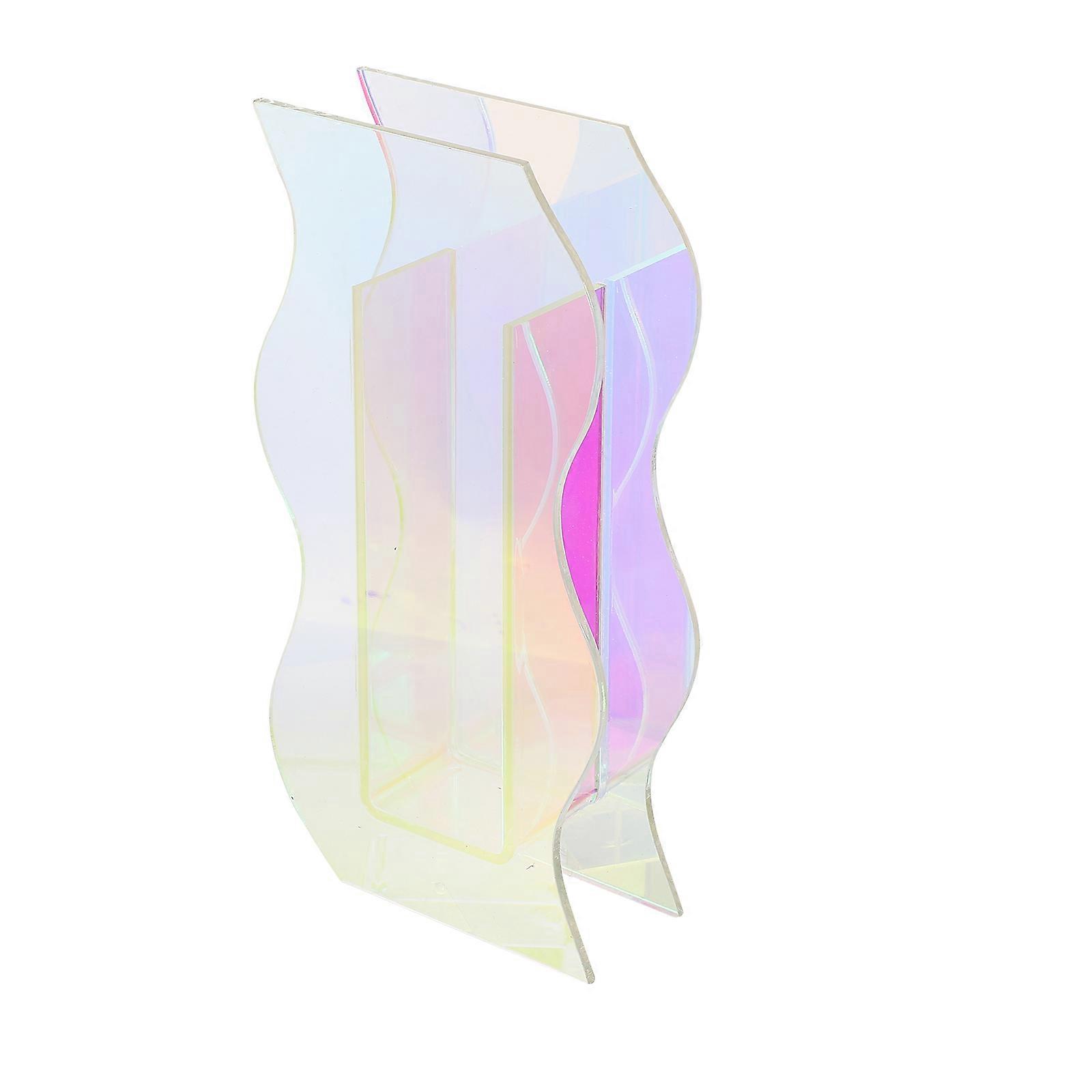 Acrylic Flower Vase for Dried Flowers 2Pcs Transparent Wave Shape