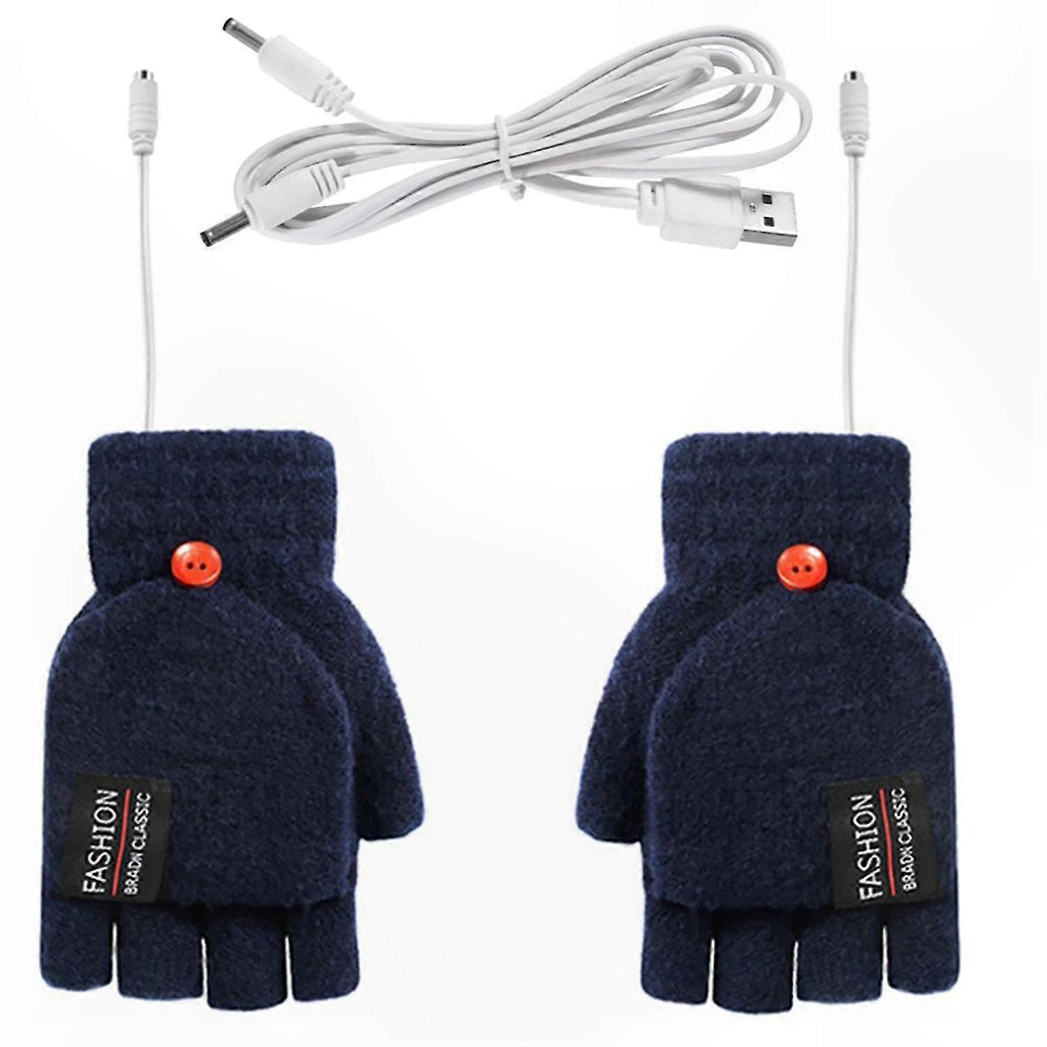Unisex Winter USB Heated Gloves with Half Finger Design for Warmth and Comfort