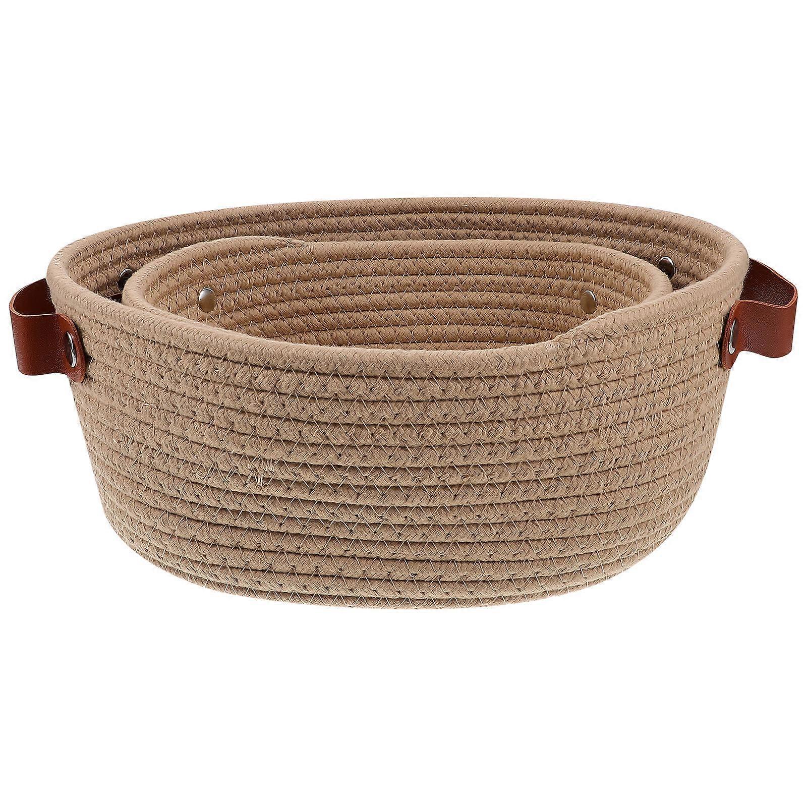 Cotton Rope Basket with Handles Storage Organizer for 4Pcs Set