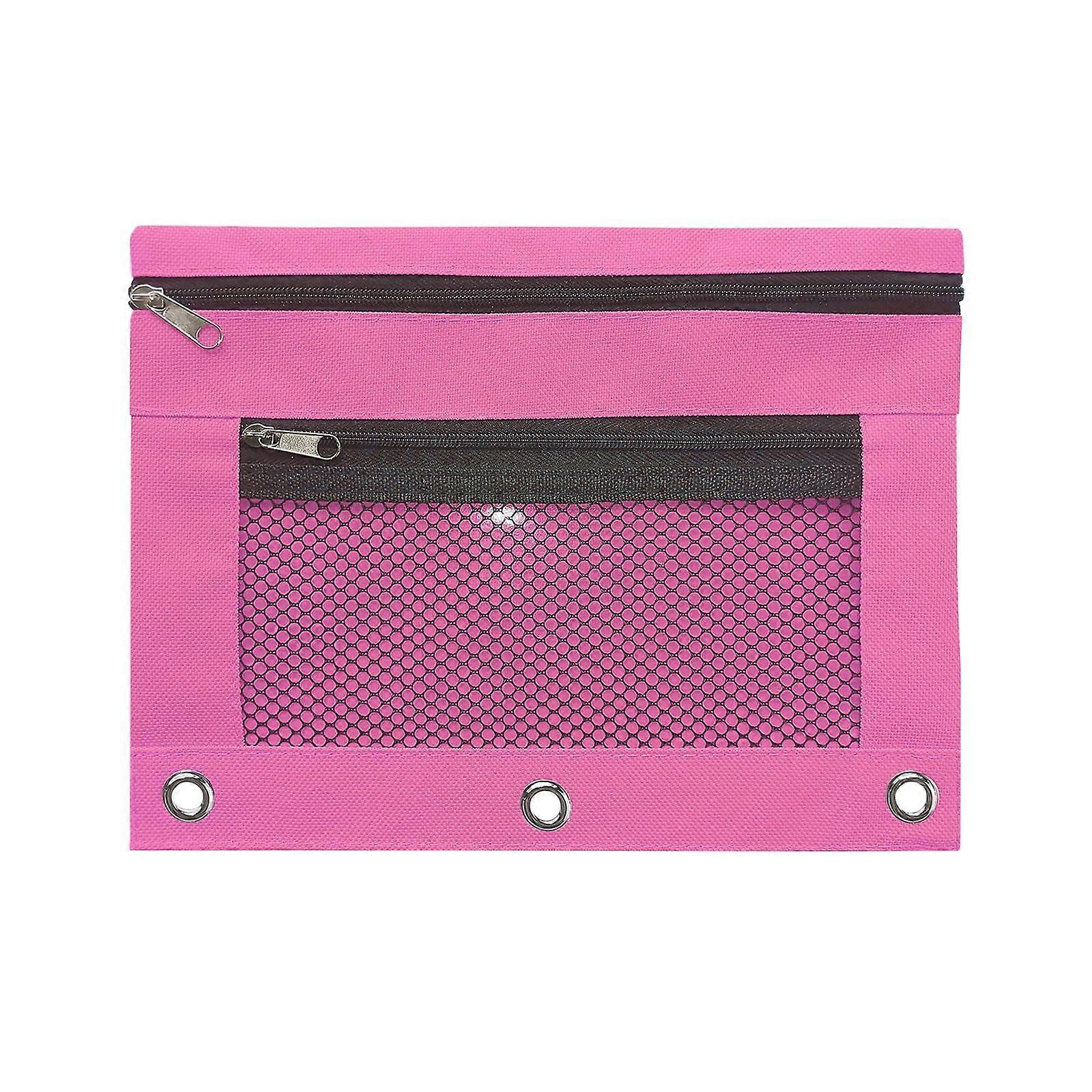 2 Pack Binder Pencil Pouches for 3 Ring Binder, Double Zipper with Clear Window, Big Capacity & Reinforced Grommets, Compatible with 3 Ring Binders