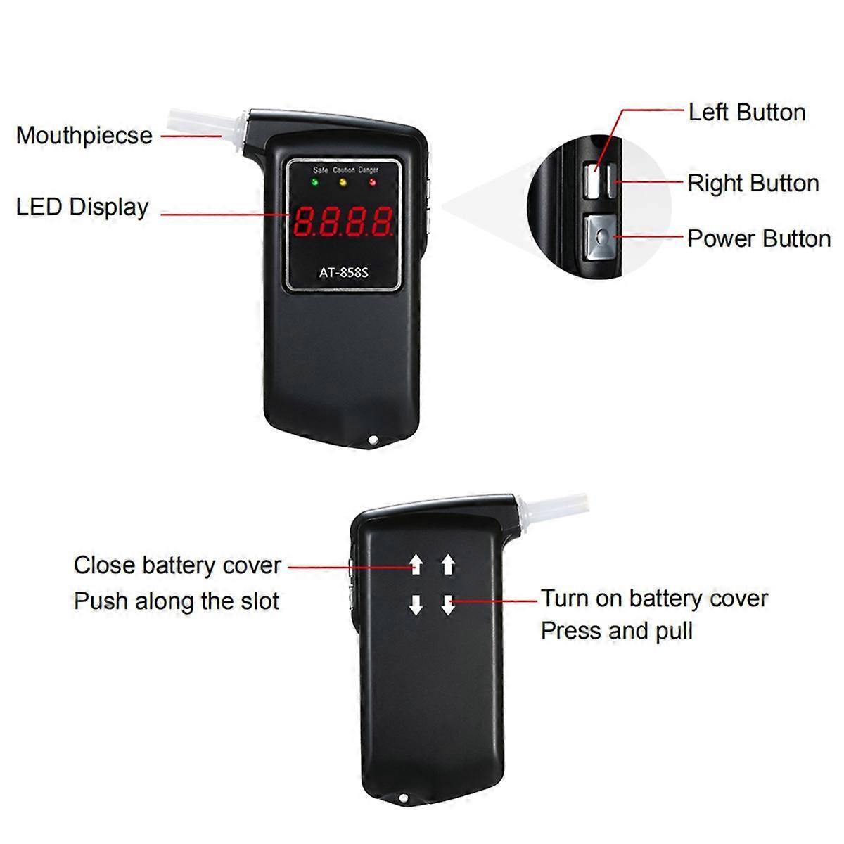 Breathalyzer Portable Digital Breath Alcohol Tester Alcohol Tester Meter with 10pcs Mouthpieces Alco