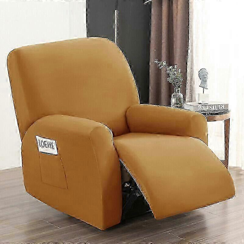 Unbrand 4 Pieces Waterproof Recliner SofaCover Living Room Elastic ChairCover Lazy Boy camel