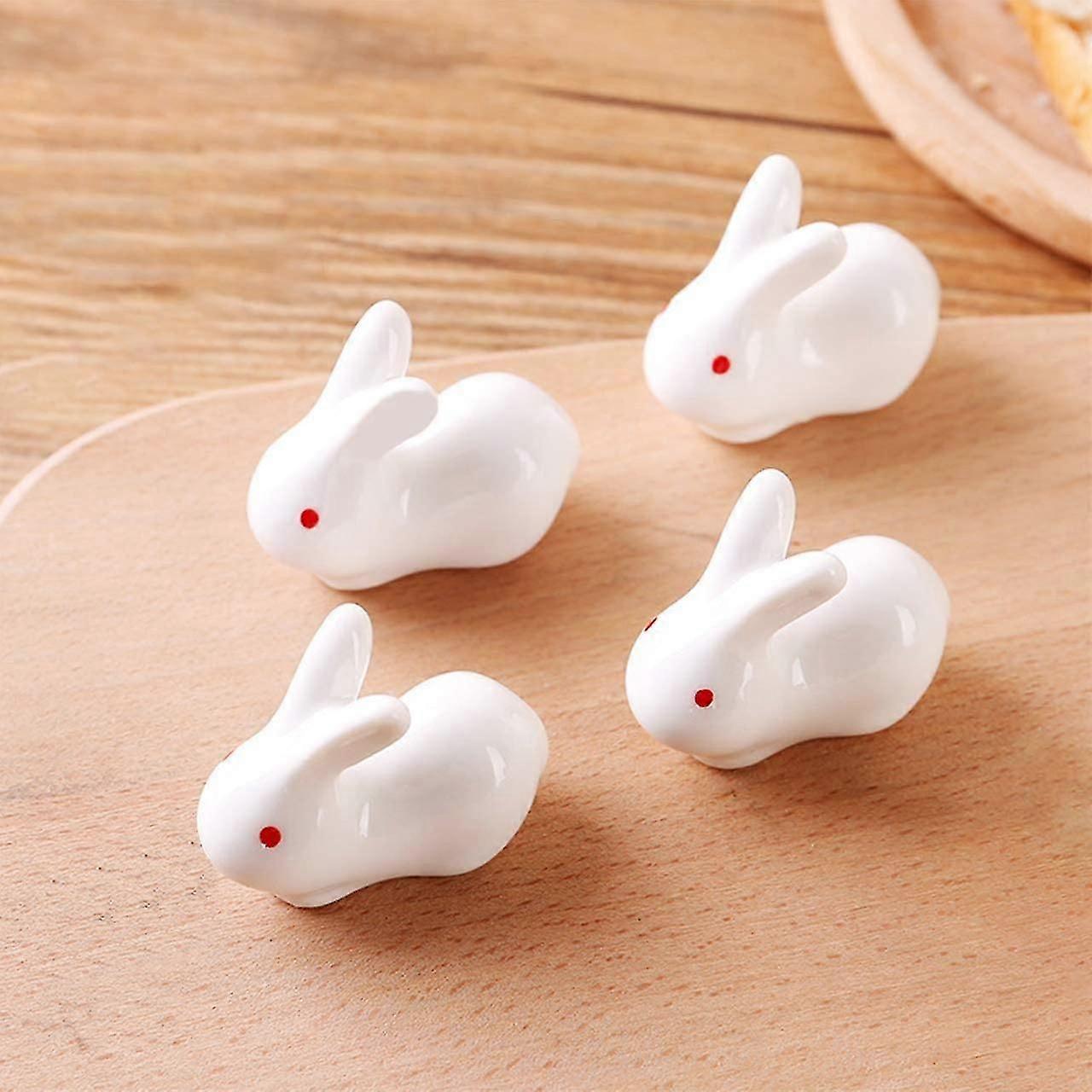 8 Pcs Mini Cute Rabbit Ceramic Chopsticks Stand Rest Rack Spoon Fork Knife Holder