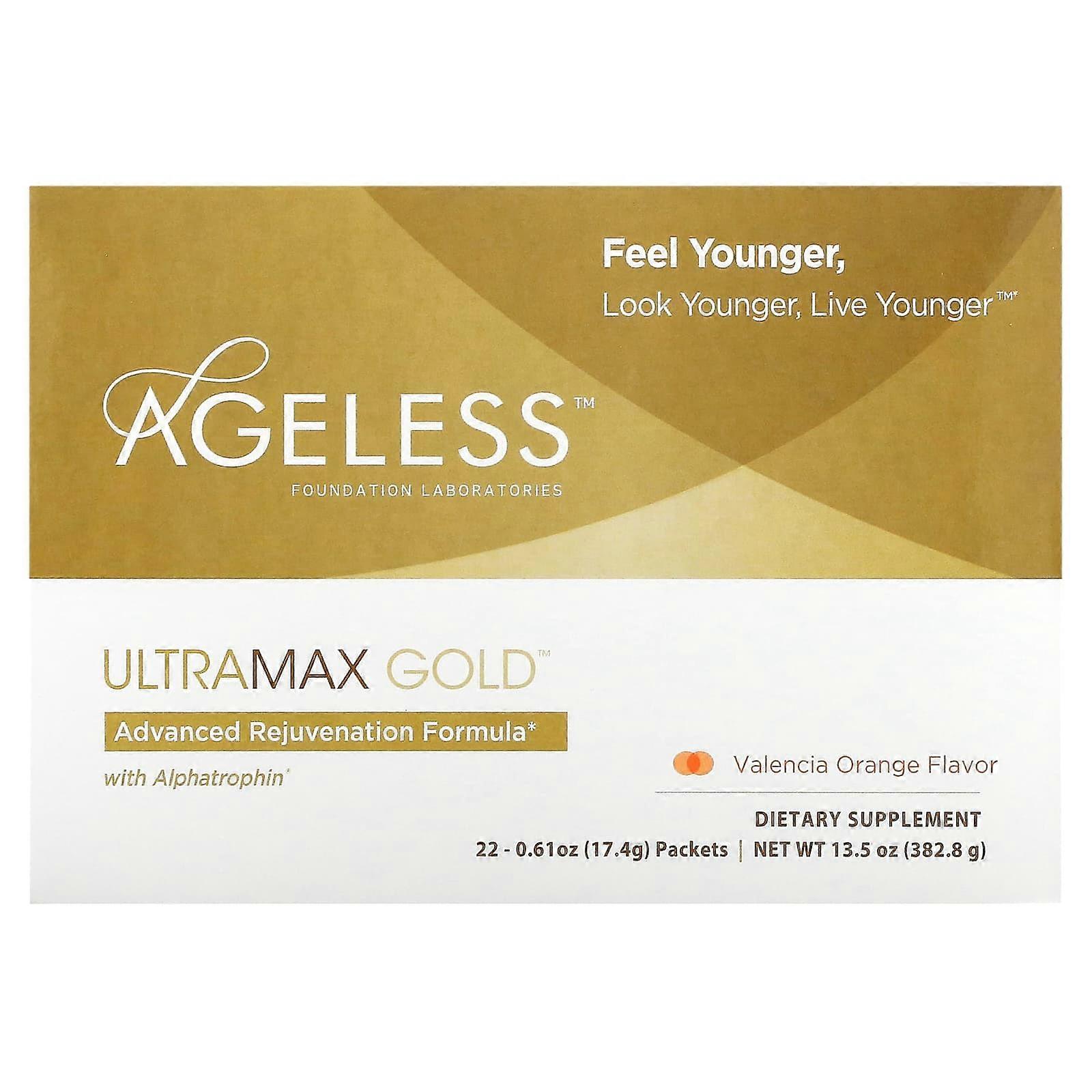 UltraMax Gold, Advanced Rejuvenation Formula with Alphatrophin, Valencia Orange, 22 Packets, 0.61 oz (17.4 g) Each