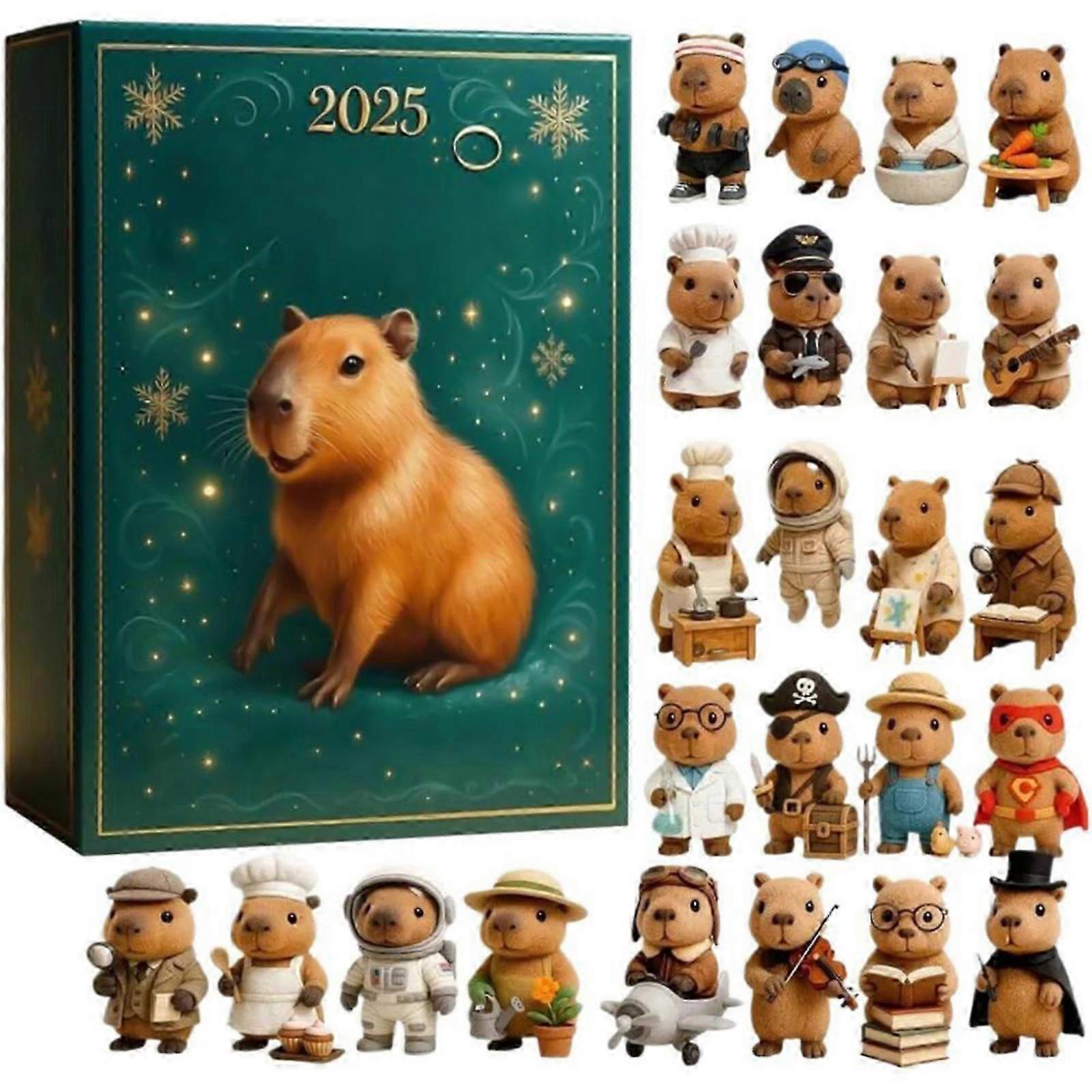 Capybara adventskalendere 2025 med 2D akryl capybara ornamenter Capybara ornamenter adventskalender