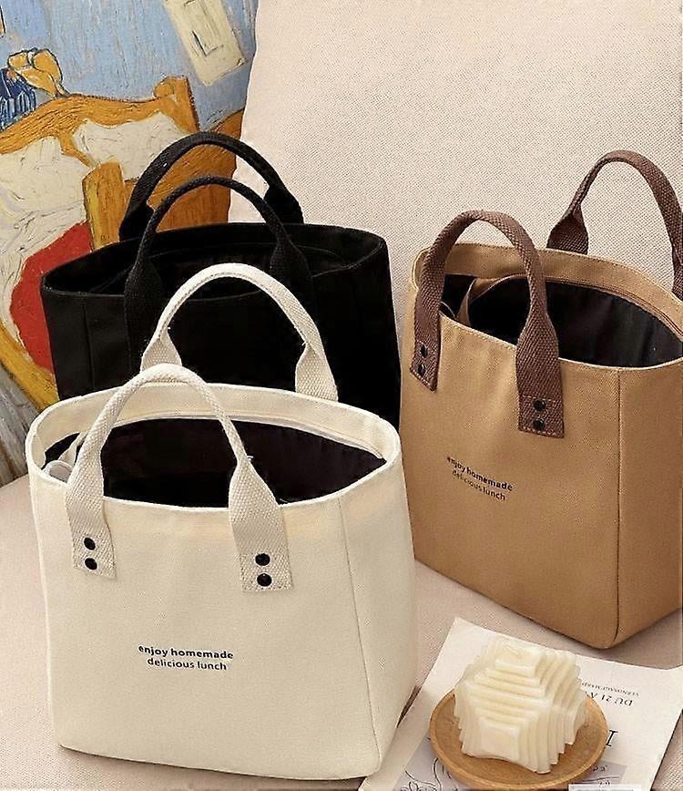 Jacenvly Fall Home Decor Canvas Lunch Bag, Compatible with Bento, Solid & Contrast Color Fashion Design for Office Workers