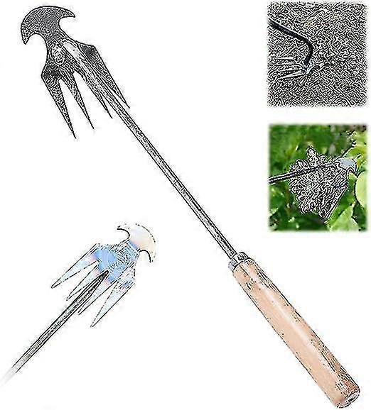 Weeding Artifact Uprooting Weeding Tool, Garden Weeding Tools, Manganese Steel Forged Weed Puller 4 Teeth Purpose Weeder