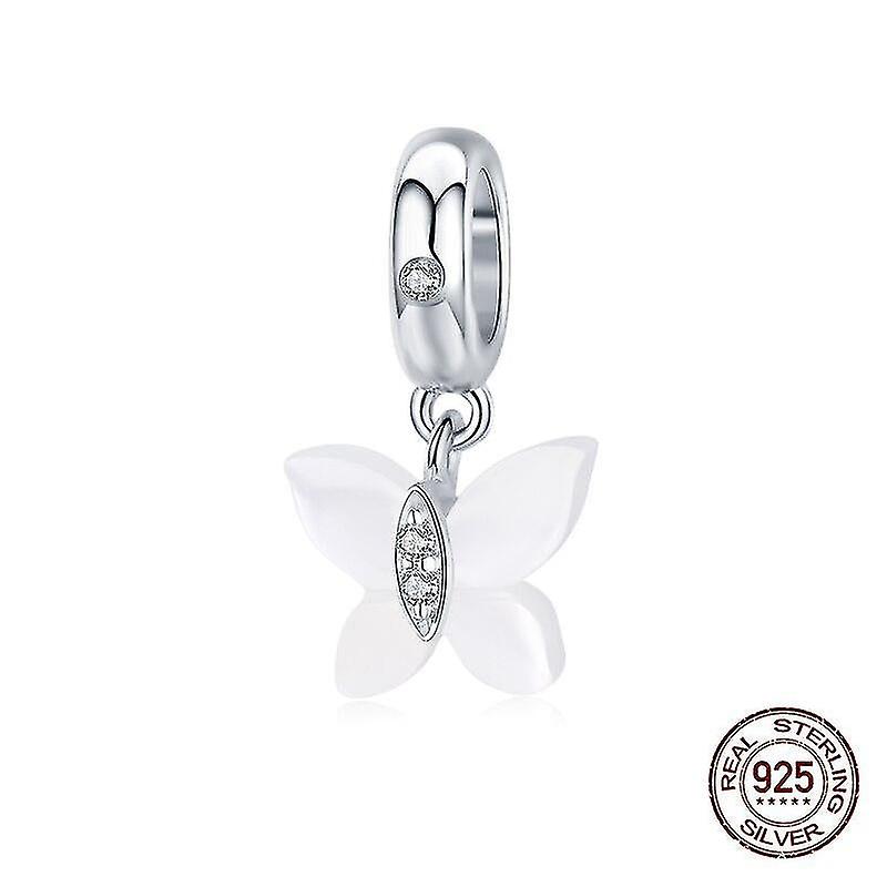 チャームペンダント925スターリングシルバーシェルパールバタフライネックレスペンダントチャーム女性用ラグジュアリージュエリーDIYギフト