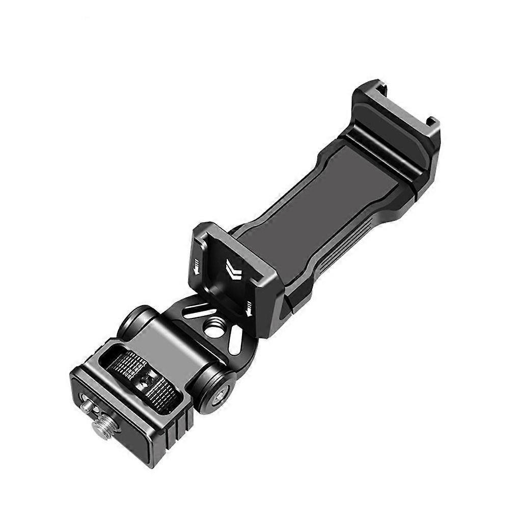 360° Rotatable Metal Phone Holder with Cold Shoe Mount Vertical Shooting Clamp for IPhone Android DSLR 1/4 Inch Threads