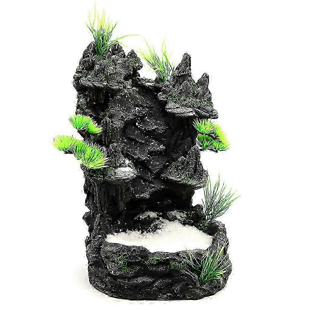 Aquarium Sable Cascade Montagne Arbre Vue Poisson pour Réservoir Décorations Terrain Sce miao4