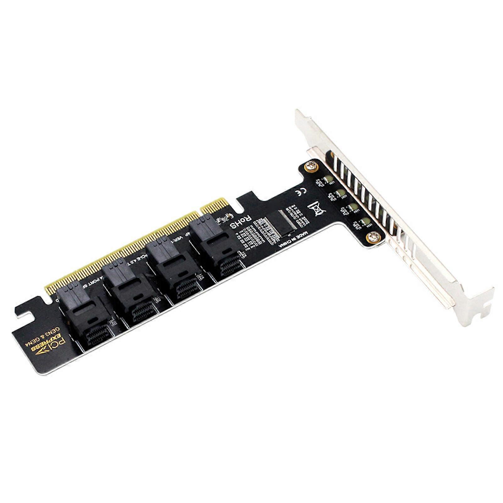 PCIE 16X Adapter Card PCIE to Adapter Card PCIE X16 to 4 Port NVME SFF8643 SFF8639 PCIE Split Expansion Card Multicolor
