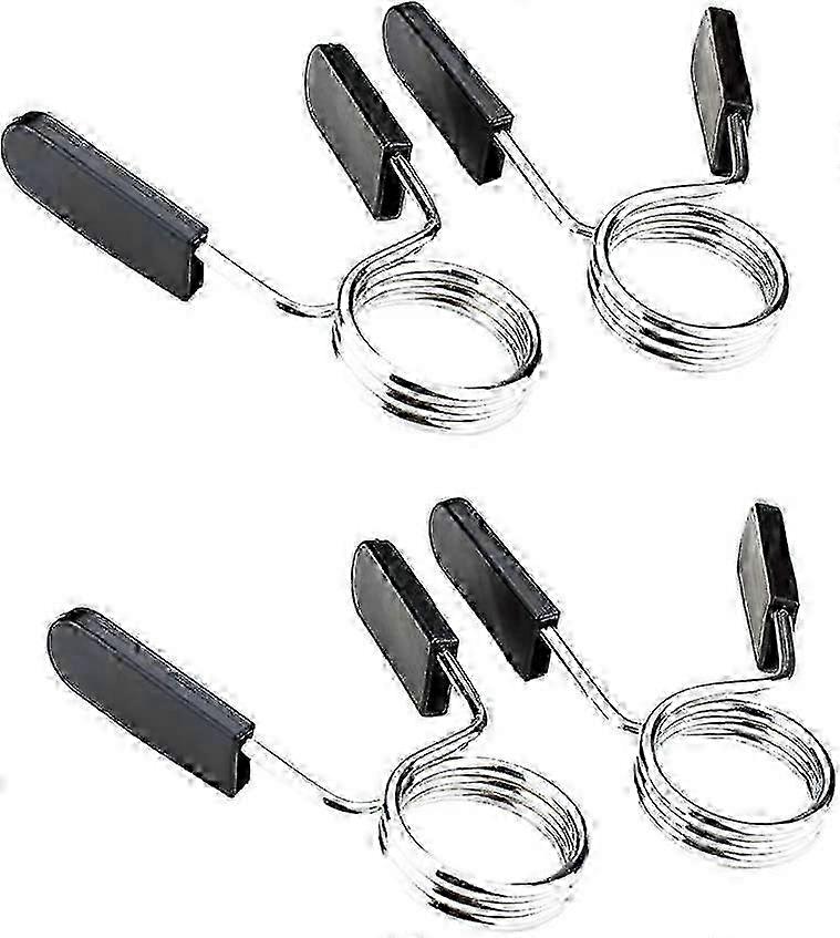2 Pairs 1-Inch Spring Clip Collars, 25mm 4PCS Barbell Clamps Only for Locking Standard Smooth Solid Rod Dumbbell Bar Clip Clamps