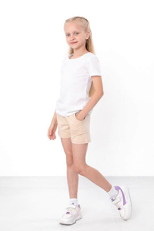 Shorts (meninas) – Mistura de algodão, cintura elástica, bolsos, verão, HC 6033-057-1