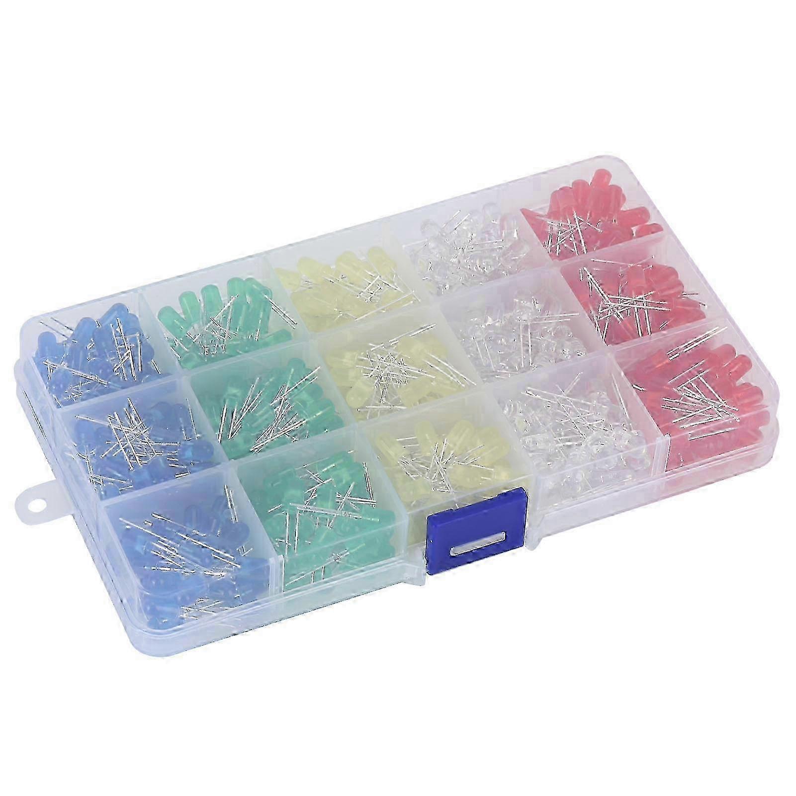 500Pcs Light Emitting Diode 5mm Colored LED Bulb Assortment Kit Electronic Component Indicator
