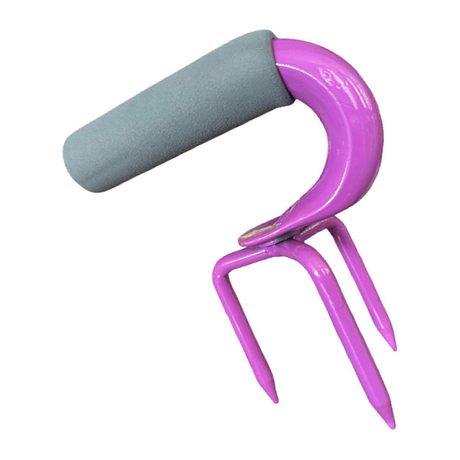 Heavy Duty Manual Garden Ground Cultivator Grubber Triangular Spikes Fatigue Reducing Handle For Efficient Weeds Removal  Purple
