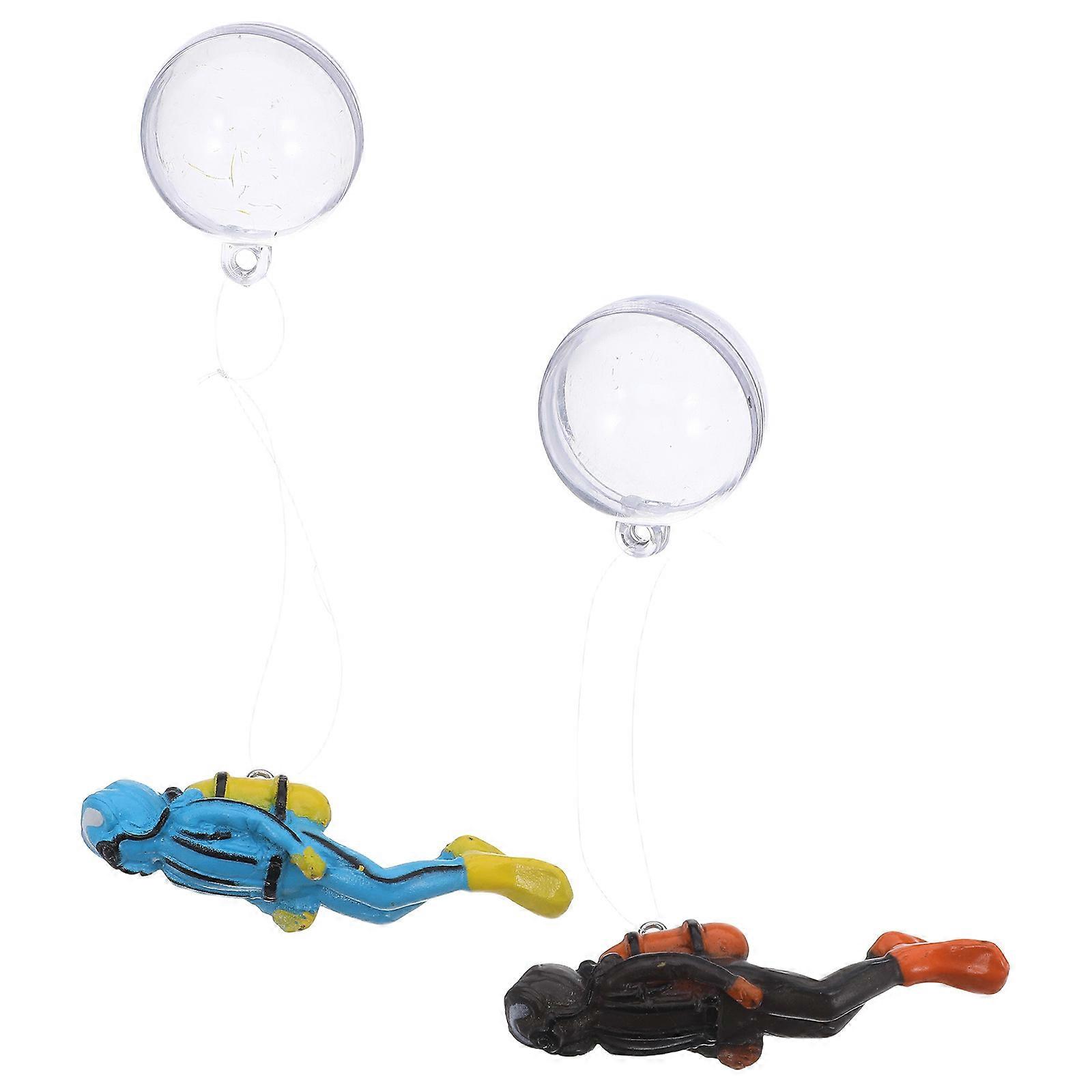PVC Floating Diver Aquarium Decorations Creative Fish Tank Ornaments 2Pcs