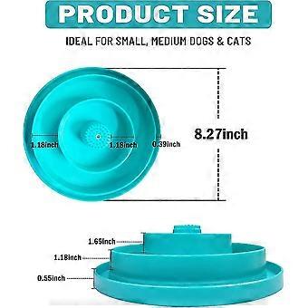 Slow Feeder Hundenäpfe Katze Welpenschüssel, Schichten Design Feed Hundefutter Schüssel (blau)