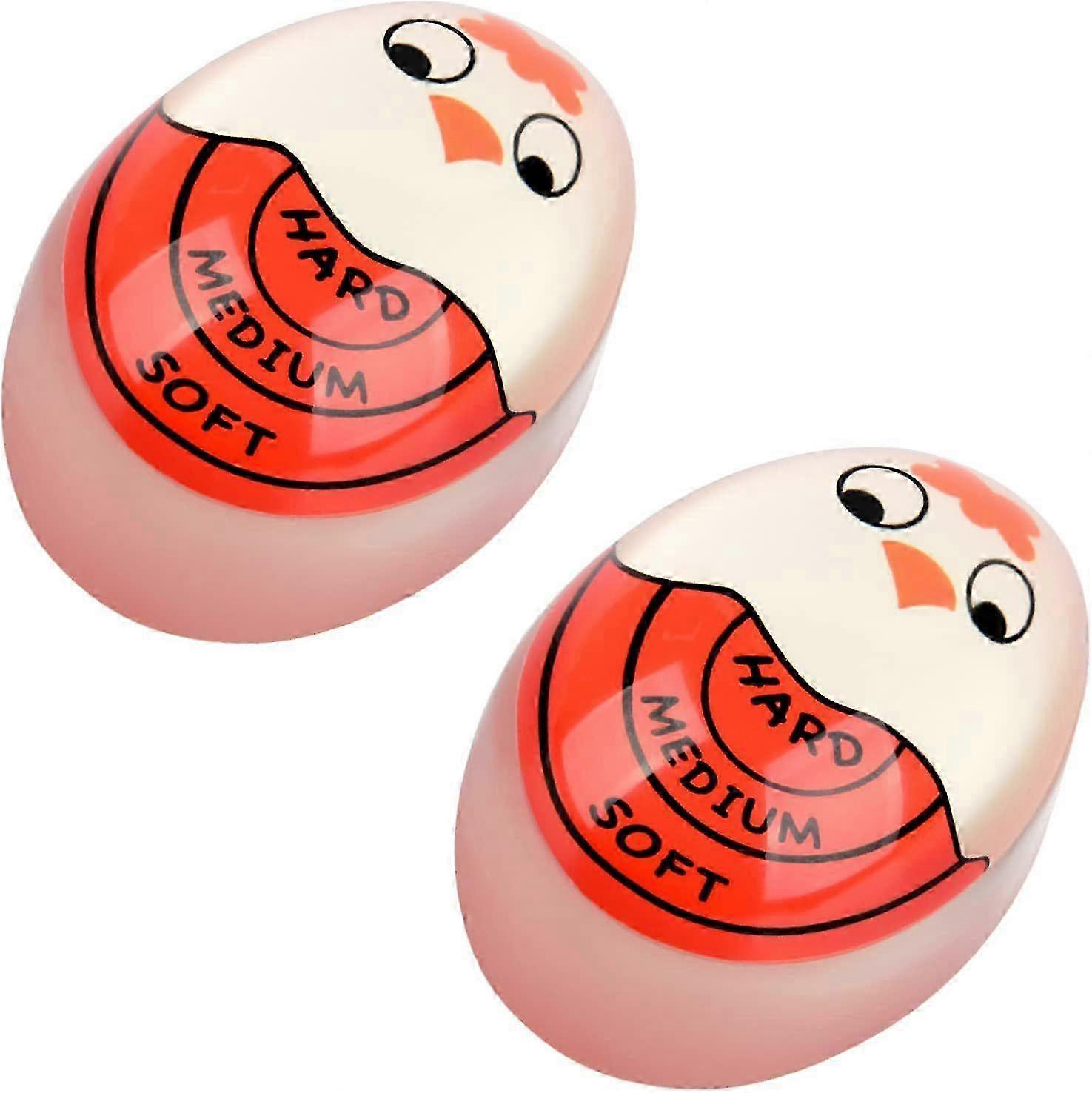 25-26 2 - Pack Red Egg Timers, Color - Changing Sensitive Indicator for Hard/Soft Boiled Eggs, Visual Doneness Alert Kitchen Gadget, No - Battery Easy