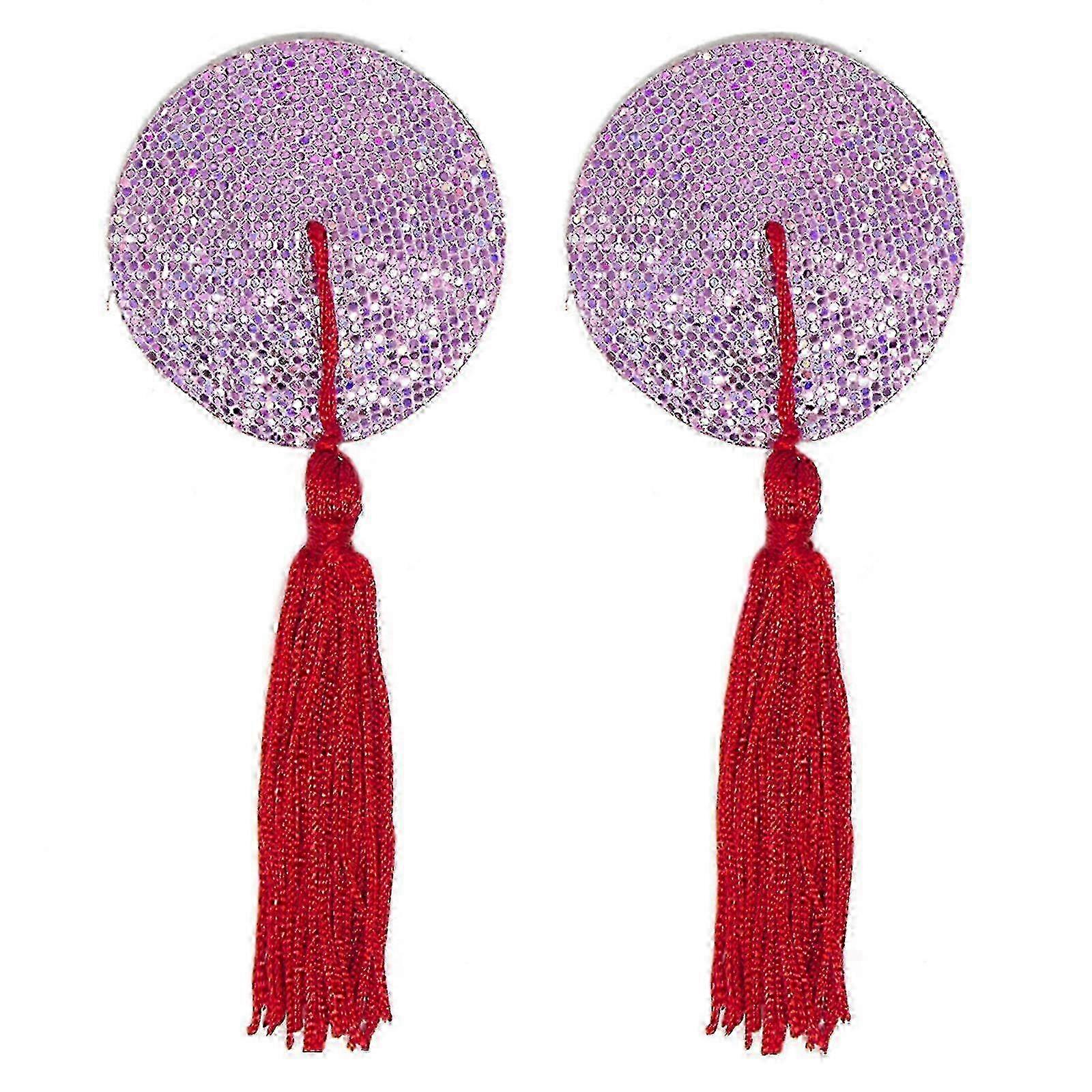 1 Pair Festive and Elegant Self-Adhesive Nipple Covers with Sequins and Tassels for Lingerie and Gift Occasions