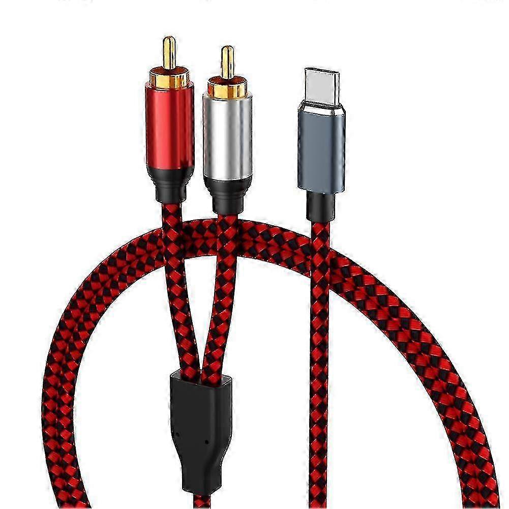 USB Type C to 2 RCAオーディオケーブル - Type-C RCAケーブル、ホームシアター用USB-Cオーディオライン、アンプ、DVD、テレビ