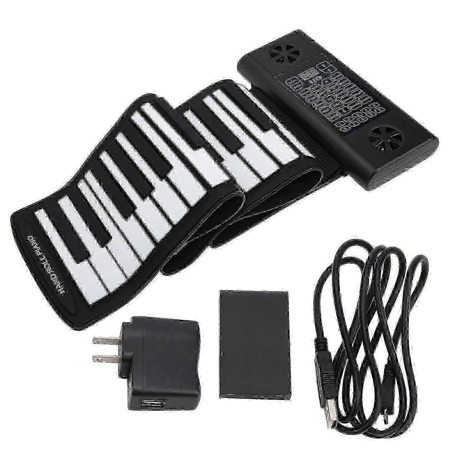 Soft Keyboard Piano 61?Key Roll Up Silicone Rechargeable Dual Bluetooth Speakers 100?240VUS Plug